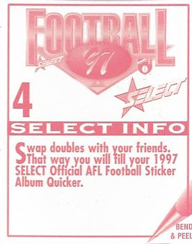 1997 Select AFL Stickers #4 Michael Voss / James Hird Back